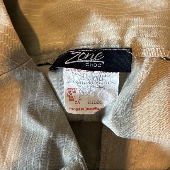 Zone choc | vintage women's small green pinstripe flared pants, matching blazer - Picture 5 of 8